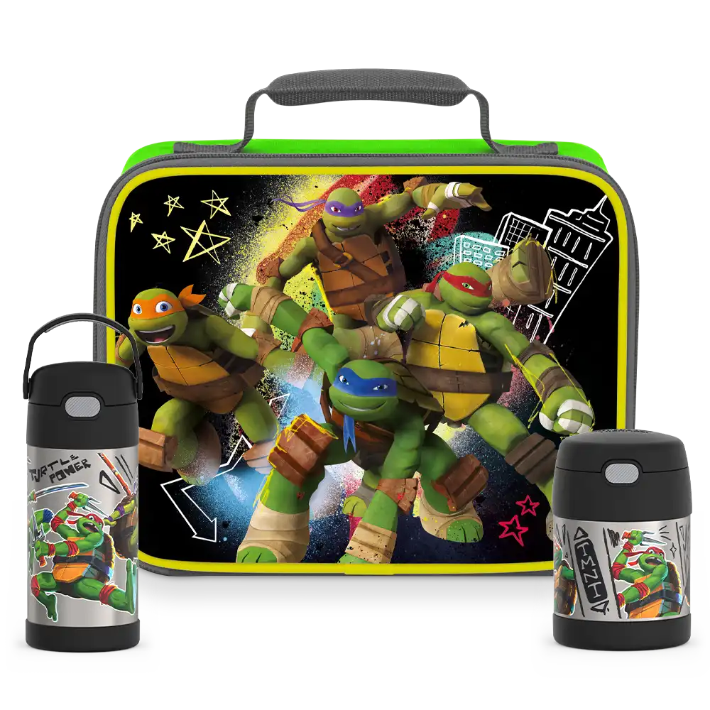 Teenage Mutant Ninja Turtles Bundle - Soft Lunch Box, 12oz FUNtainer® Water Bottle & 10oz FUNtainer® Food Jar