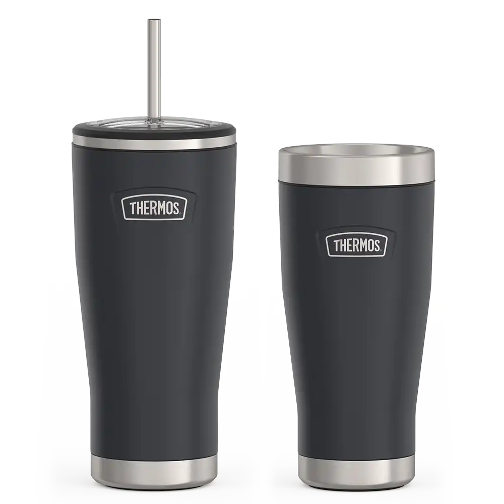 24oz Cold Tumbler with Straw & 16oz Travel Tumbler Bundle - Granite