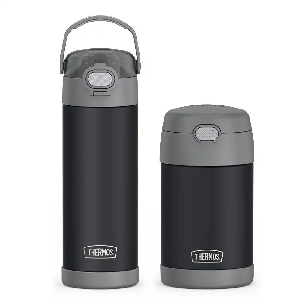 16oz FUNtainer® Water Bottle & Food Jar Bundle - Charcoal