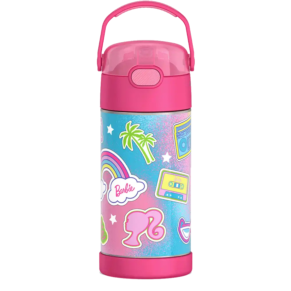 Barbie Bundle - Novelty Barbie Camper Lunch Box, 12oz. FUNtainer Water Bottle and Hard Ice